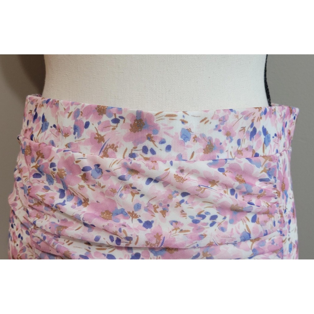 NWT🌸Free People🌸Pink Floral Ruched Mini Skirt - Picture 5 of 6